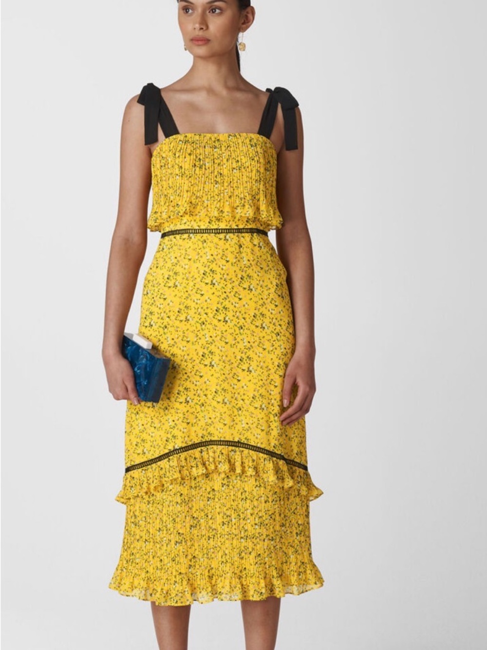 NWOT $399.00 Whistles ditsy blossom pleated dress Women's 4